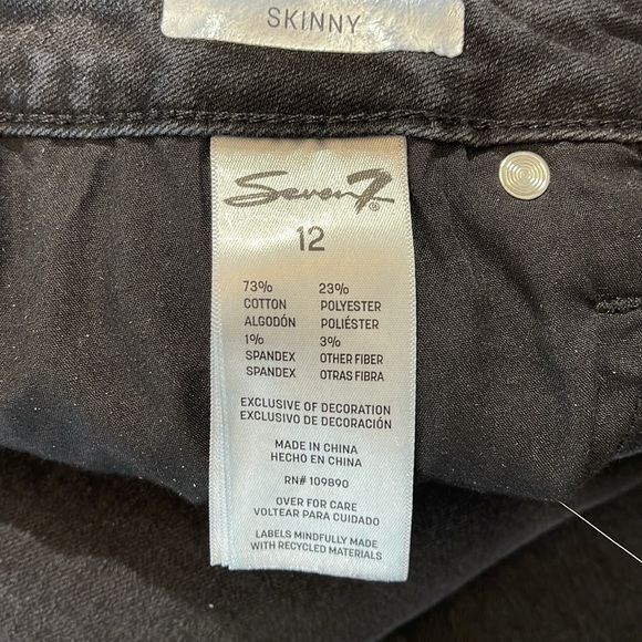 SEVEN 7 SIZE 12 SKINNY Black Denim Jeans - Picture 6 of 7